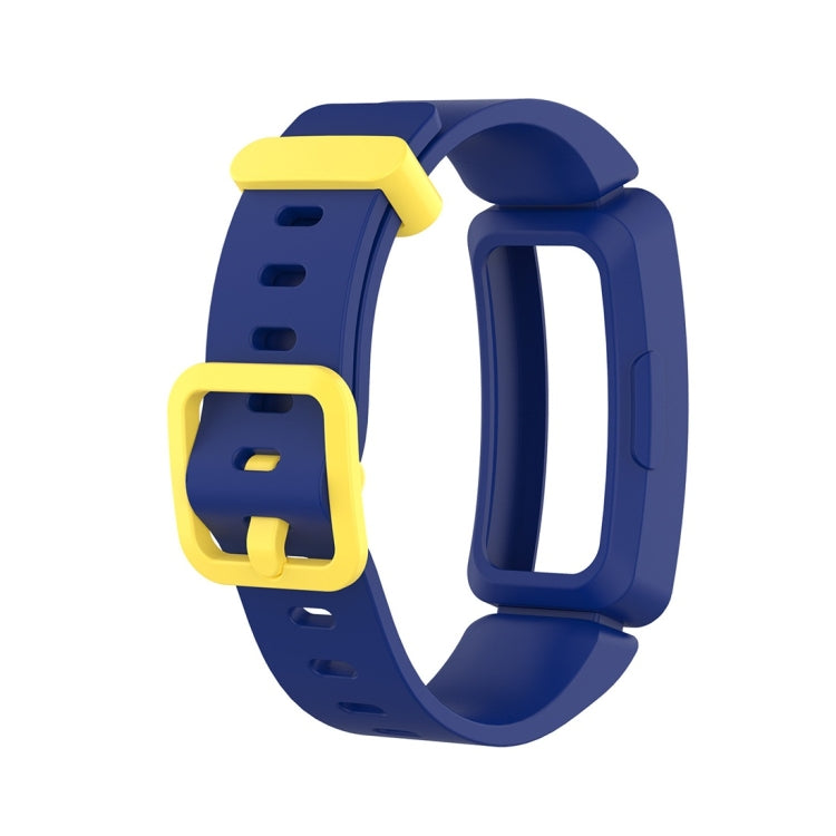 For Fitbit Inspire HR / Ace 2 Silicone Smart Watch Watch Band(Blue + Yellow Buckle) - Watch Bands by buy2fix | Online Shopping UK | buy2fix