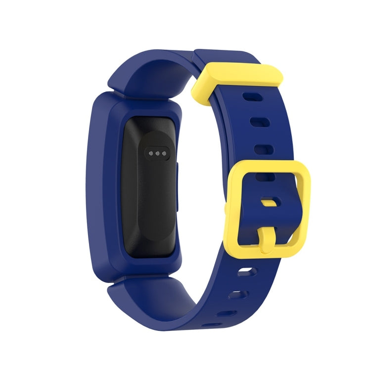 For Fitbit Inspire HR / Ace 2 Silicone Smart Watch Watch Band(Blue + Yellow Buckle) - Watch Bands by buy2fix | Online Shopping UK | buy2fix