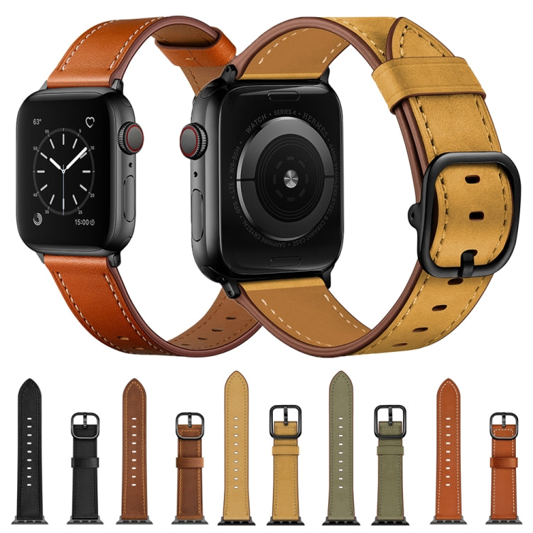 Leather Watch Band For Apple Watch Ultra 49mm&Watch Ultra 2 49mm / Series 9&8&7 45mm / SE 3&SE 2&6&SE&5&4 44mm / 3&2&1 42mm(Brown) by buy2fix