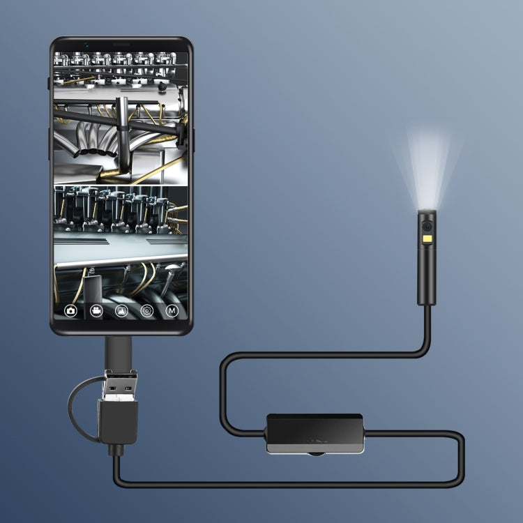 AN100 3 in 1 IP68 Waterproof USB-C / Type-C + Micro USB + USB Dual Cameras Industrial Digital Endoscope with 9 LEDs, Support Android System, Lens Diameter: 8mm, Length:1m Hard Cable - by buy2fix | Online Shopping UK | buy2fix