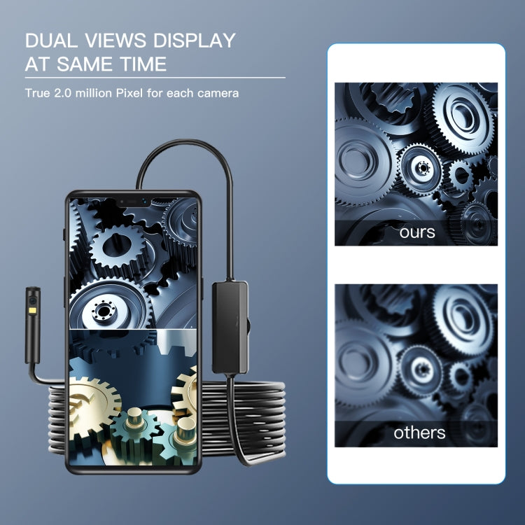 AN100 3 in 1 IP68 Waterproof USB-C / Type-C + Micro USB + USB Dual Cameras Industrial Digital Endoscope with 9 LEDs, Support Android System, Lens Diameter: 8mm, Length:1m Hard Cable - by buy2fix | Online Shopping UK | buy2fix