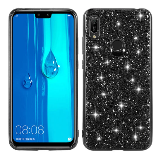 For Huawei Y6 Prime Glittery Powder Shockproof TPU Case(Black) by buy2fix