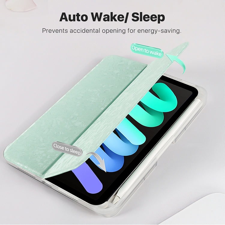 For iPad mini 6 / mini 2024 Shell Texture Dual-Fold Smart Leather Tablet Case(Black) - iPad mini 6 Cases by buy2fix | Online Shopping UK | buy2fix