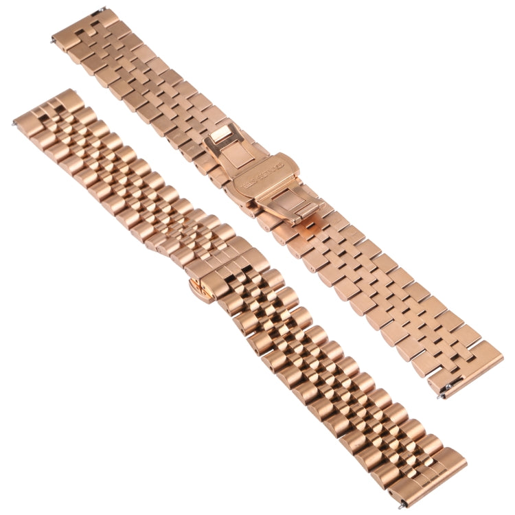 20mm Five-bead Stainless Steel Watch Band(Rose Gold) - 20mm Bands by buy2fix | Online Shopping UK | buy2fix