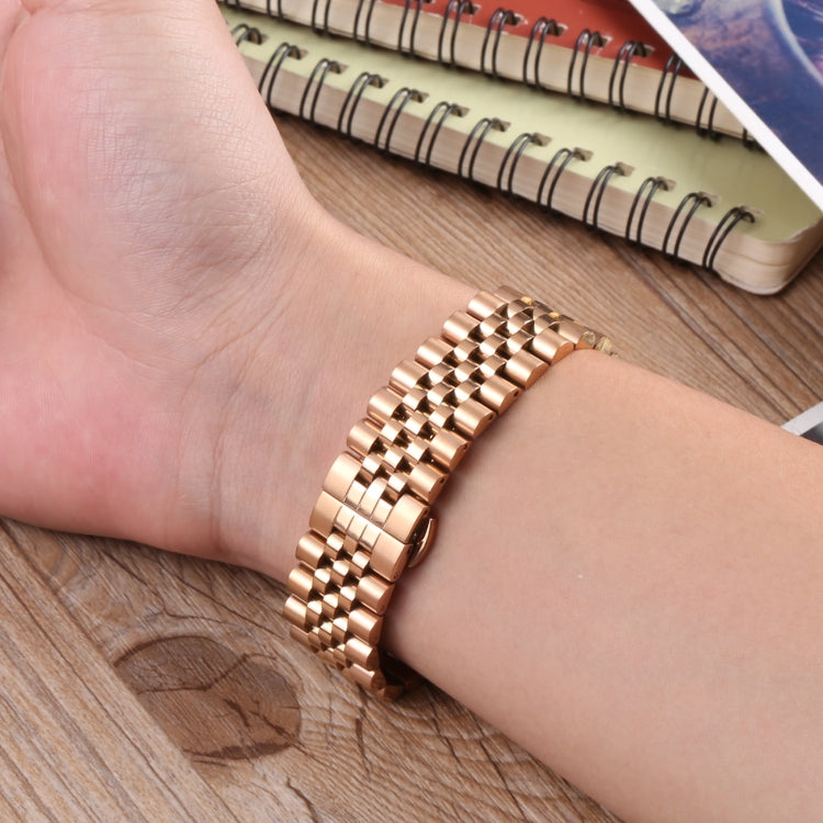 20mm Five-bead Stainless Steel Watch Band(Rose Gold) - 20mm Bands by buy2fix | Online Shopping UK | buy2fix