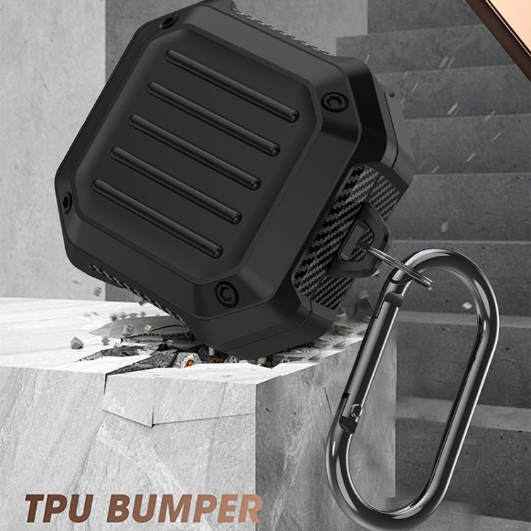 For Samsung Galaxy Buds Live / Buds 2 / Buds Pro / Buds 2 Pro Shockproof Carbon Fiber Luggage Earphone Protective Case with Hook(Blue) by buy2fix