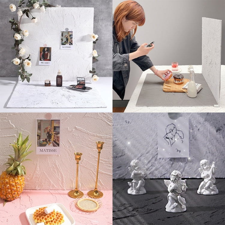 80 x 60cm Retro PVC Cement Texture Board Photography Backdrops Board(Grey White) by buy2fix