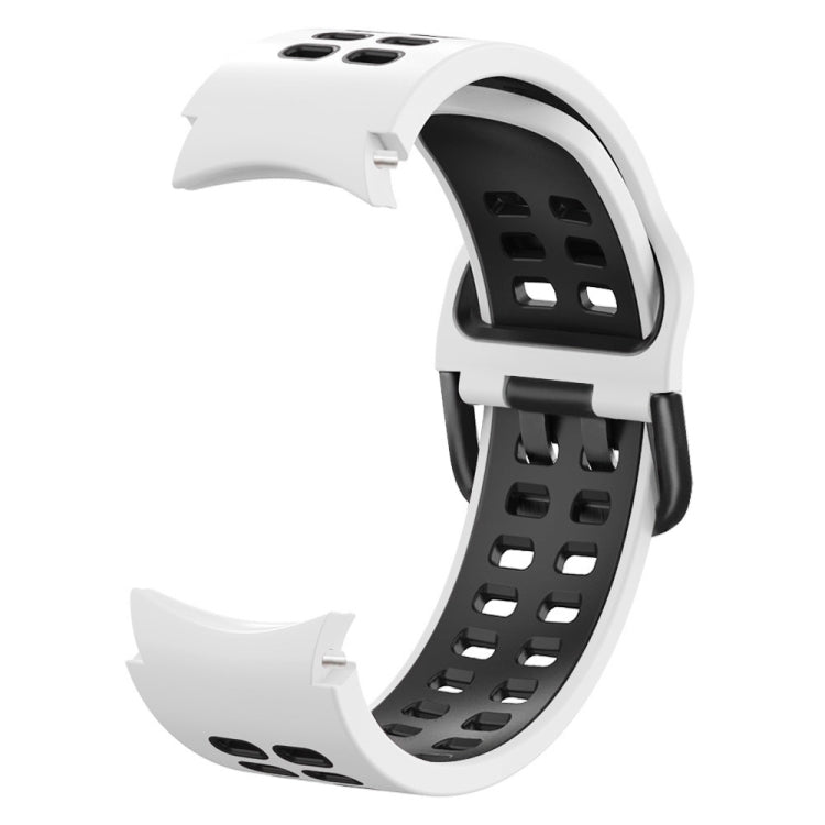 For Samsung Galaxy Watch4 40mm / 44mm Double-row Hole Two-color Silicone Watch Band(White Black) - Watch Bands by buy2fix | Online Shopping UK | buy2fix