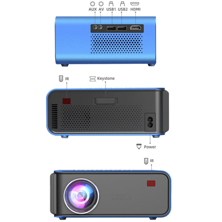 T4 Regular Version 1024x600 1200 Lumens Portable Home Theater LCD Projector, Plug Type:EU Plug(Blue) - Mini Projector by buy2fix | Online Shopping UK | buy2fix