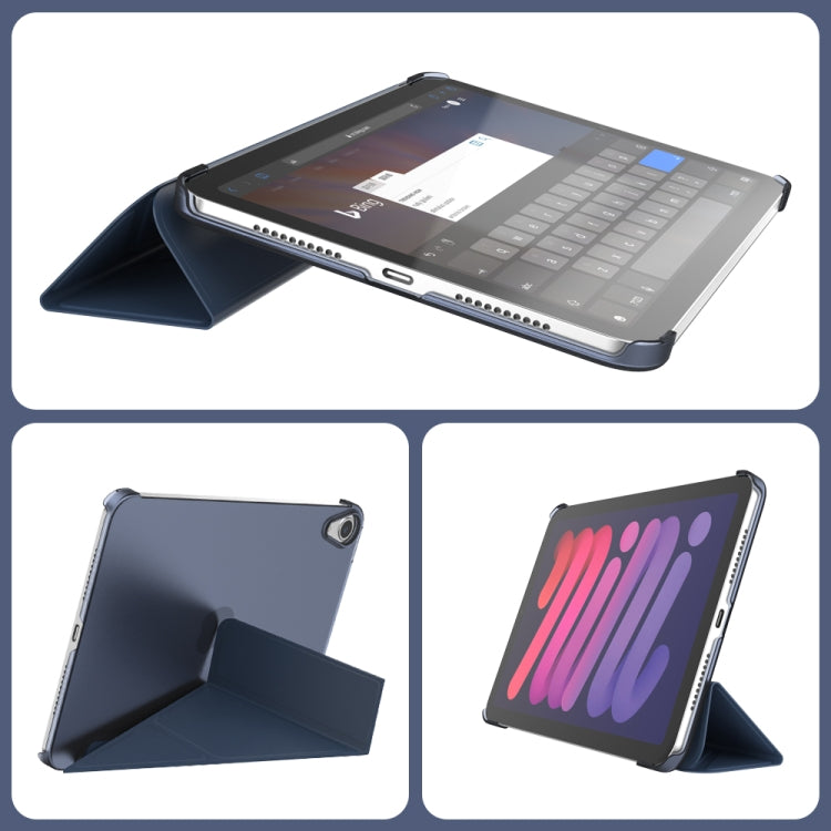 For iPad mini 2024 / mini 6 Double-sided Matte Translucent PC Deformation Tablet Leather Case with Holder & Sleep / Wake-up Function(Black) - iPad mini 6 Cases by buy2fix | Online Shopping UK | buy2fix