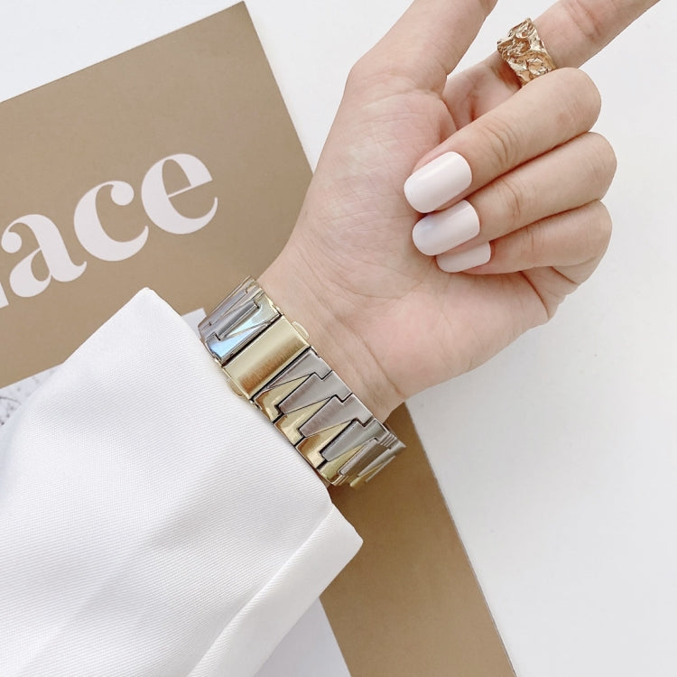 Lightning Shape Stainless Steel Watch Band For Apple Watch Series 9&8&7 41mm / SE 3&SE 2&6&SE&5&4 40mm / 3&2&1 38mm(Black) by buy2fix