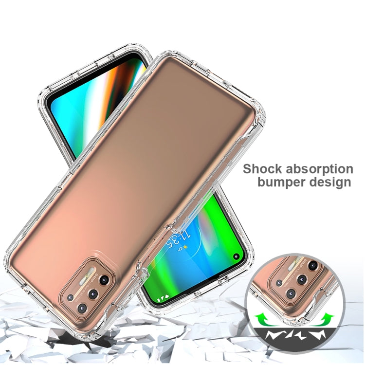 For Motorola Moto G9 Plus Shockproof High Transparency Two-color Gradual Change PC+TPU Candy Colors Phone Protective Case(Transparent) by buy2fix