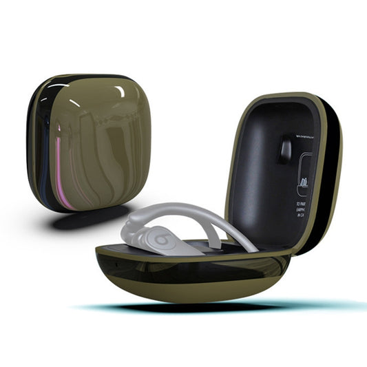 Mirror Surface Silicone + PC Wireless Earphone Protective Case for Beats Powerbeats Pro(Dark Green+Black) by buy2fix