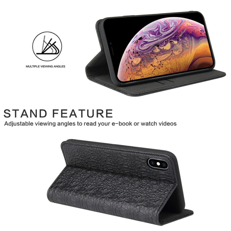 For iPhone XS Max Crocodile Texture PC + TPU Horizontal Flip Leather Case with Holder & Card Slots & Wallet(Black) - More iPhone Cases by buy2fix | Online Shopping UK | buy2fix