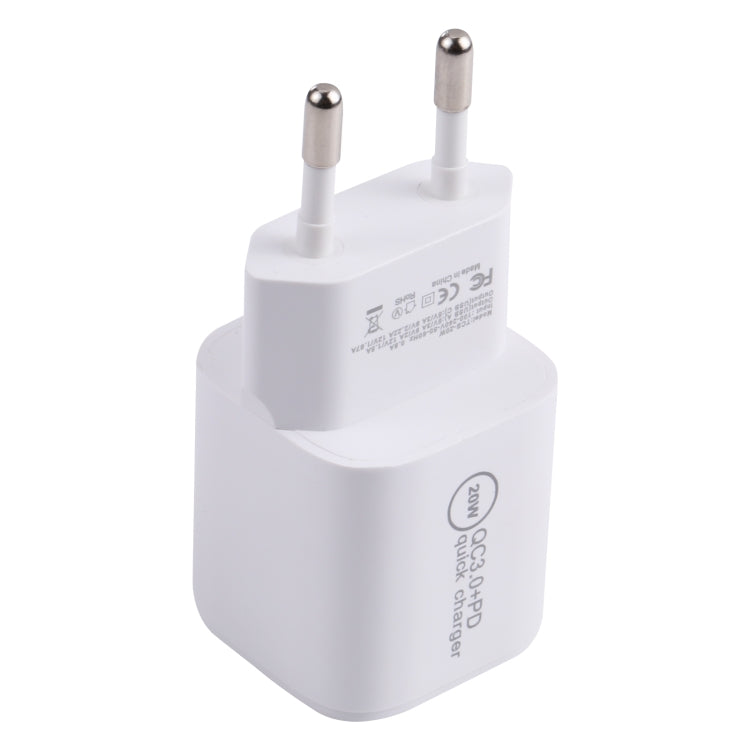 20WACB 20W QC3.0 + PD Quick Charger, Plug Specification:EU Plug(White) - USB Charger by buy2fix | Online Shopping UK | buy2fix