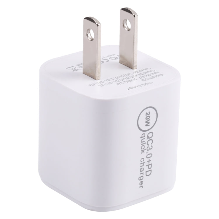 20WACB 20W QC3.0 + PD Quick Charger, Plug Specification:US Plug(White) - USB Charger by buy2fix | Online Shopping UK | buy2fix