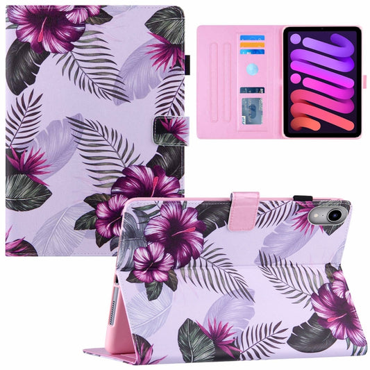 For iPad mini 2024 / mini 6 Silk Texture Horizontal Flip Tablet Leather Case with Holder & Card Slot & Sleep / Wake-up Function(Purple Flower) - iPad mini 6 Cases by buy2fix | Online Shopping UK | buy2fix