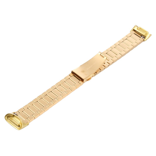 For Fitbit Charge 5 One-bead Steel Strap Watch Band(Gold) by buy2fix