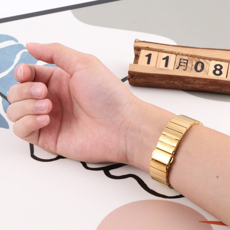 For Fitbit Charge 5 One-bead Steel Strap Watch Band(Gold) by buy2fix