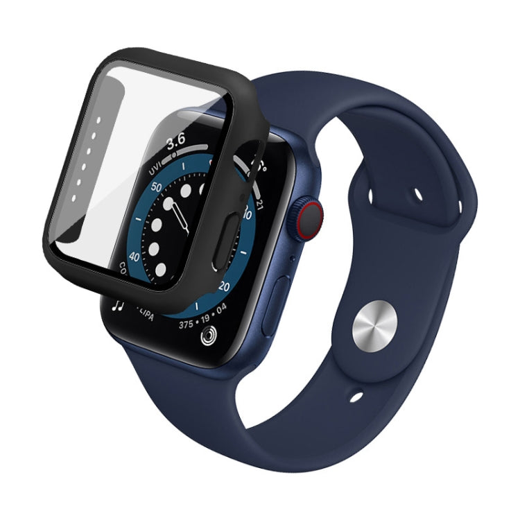 IMAK Shockproof PC Protective Case with Tempered Glass Film For Apple Watch Series 6 & SE & 5 & 4 44mm(Black) - Watch Cases by imak | Online Shopping UK | buy2fix
