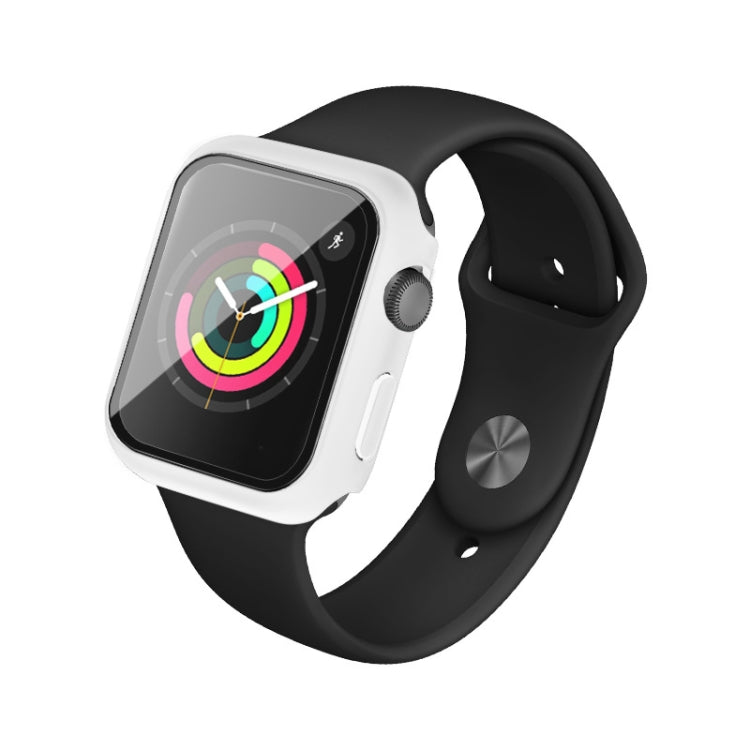 IMAK Shockproof PC Protective Case with Tempered Glass Film For Apple Watch Series 3 & 2 & 1 38mm(White) - Watch Cases by imak | Online Shopping UK | buy2fix