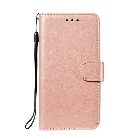 For Samsung Galaxy S22 5G Solid Color Leather Phone Case with Holder & Card Slots & Wallet & Lanyard(Rose Gold) by buy2fix
