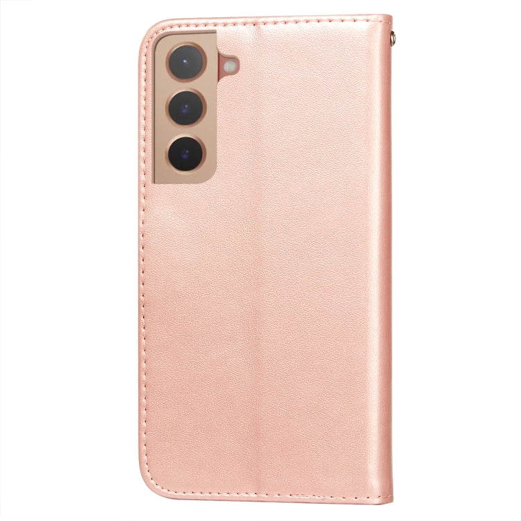 For Samsung Galaxy S22 5G Solid Color Leather Phone Case with Holder & Card Slots & Wallet & Lanyard(Rose Gold) - Galaxy S22 5G Cases by buy2fix | Online Shopping UK | buy2fix