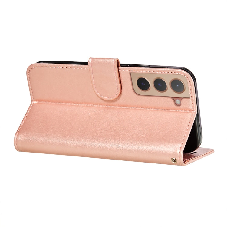 For Samsung Galaxy S22 5G Solid Color Leather Phone Case with Holder & Card Slots & Wallet & Lanyard(Rose Gold) - Galaxy S22 5G Cases by buy2fix | Online Shopping UK | buy2fix