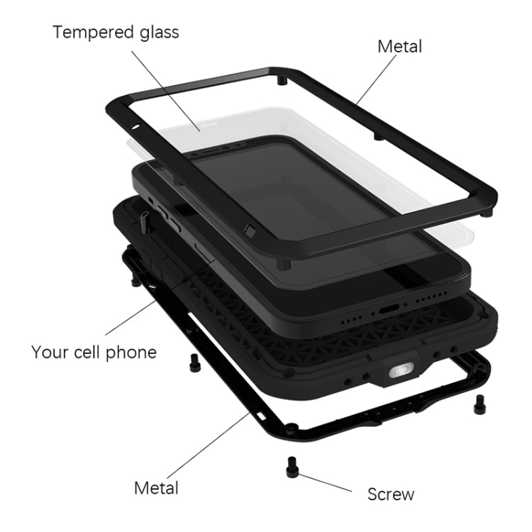 For iPhone 13 Pro LOVE MEI Metal Shockproof Life Waterproof Dustproof Protective Phone Case (Red) - iPhone 13 Pro Cases by LOVE MEI | Online Shopping UK | buy2fix