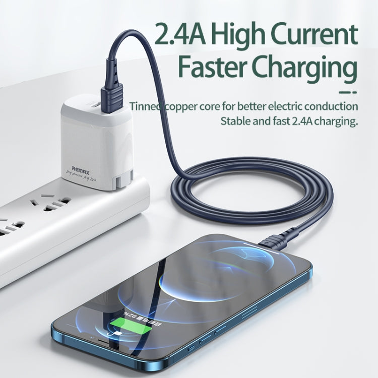 REMAX RC-179i 2.4A 8 Pin High Elastic TPE Fast Charging Data Cable, Length: 1m(Blue) - Normal Style Cable by REMAX | Online Shopping UK | buy2fix
