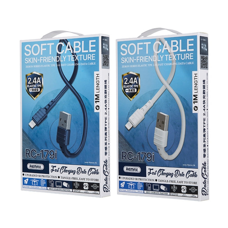 REMAX RC-179i 2.4A 8 Pin High Elastic TPE Fast Charging Data Cable, Length: 1m(Blue) - Normal Style Cable by REMAX | Online Shopping UK | buy2fix