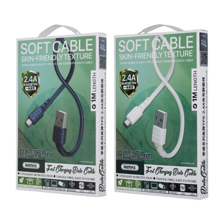 REMAX RC-179m 2.4A Micro USB High Elastic TPE Fast Charging Data Cable, Length: 1m(Blue) by REMAX