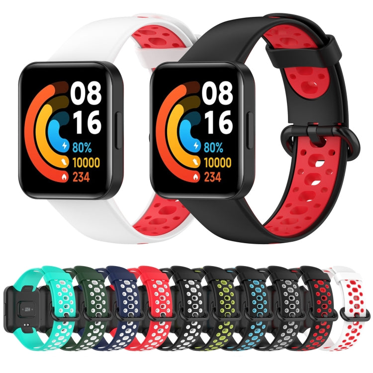 For Xiaomi Redmi Watch 2 Two-color Silicone Strap Watch Band(Black Green) by buy2fix