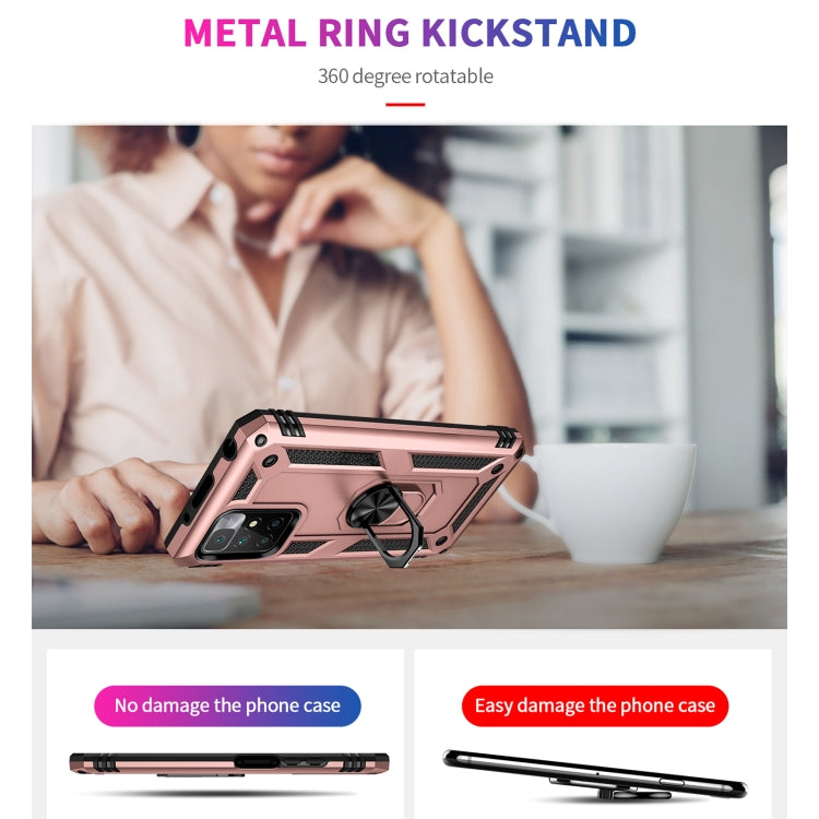 For Xiaomi Redmi 10 Shockproof TPU + PC Phone Case with 360 Degree Rotating Holder(Rose Gold) by buy2fix