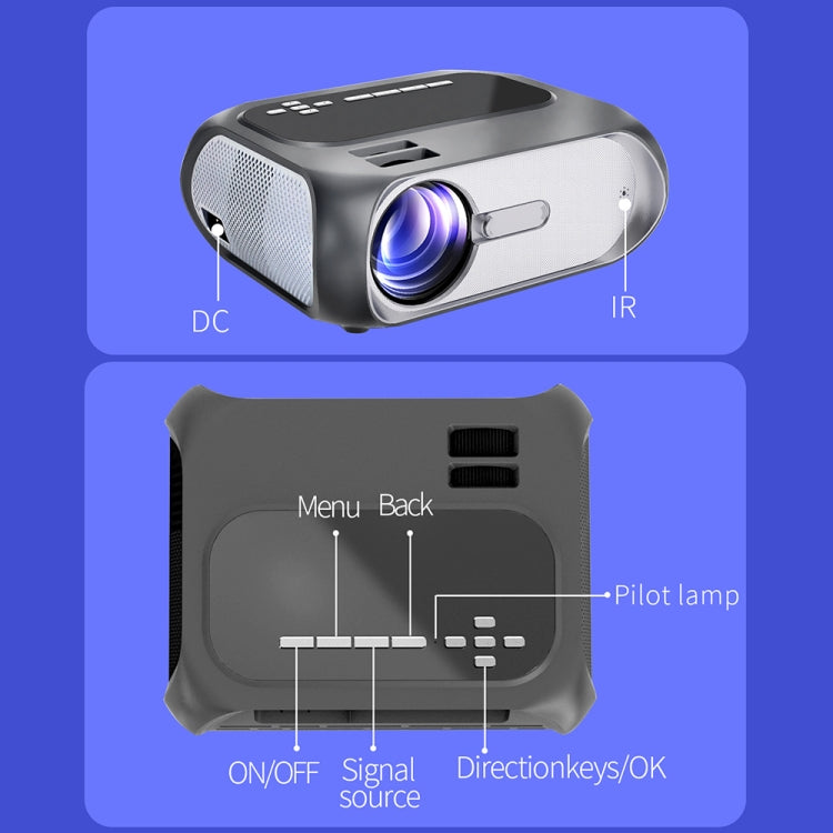 T7 1920x1080P 200 ANSI Portable Home Theater LED HD Digital Projector, Same Screen Version, UK Plug(Black) - LED Projector by buy2fix | Online Shopping UK | buy2fix
