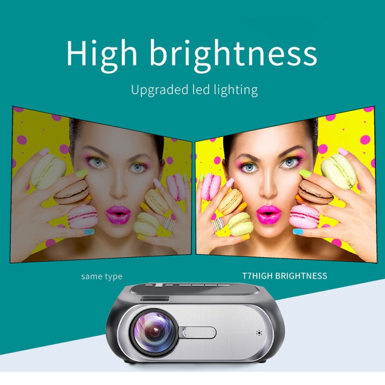 T7 1920x1080P 200 ANSI Portable Home Theater LED HD Digital Projector, Same Screen Version, UK Plug(Black) - LED Projector by buy2fix | Online Shopping UK | buy2fix