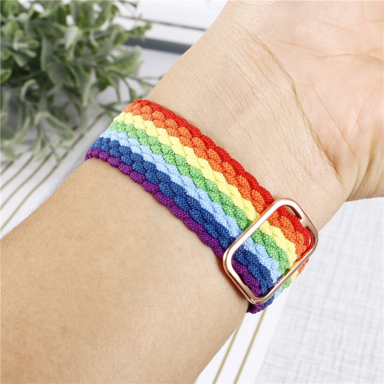 Adjustable Striped Woven Nylon Watch Band + Watch Case Set For Apple Watch Series 7 45mm/6&SE&5&4 44mm/3&2&1 42mm(Blue) by buy2fix