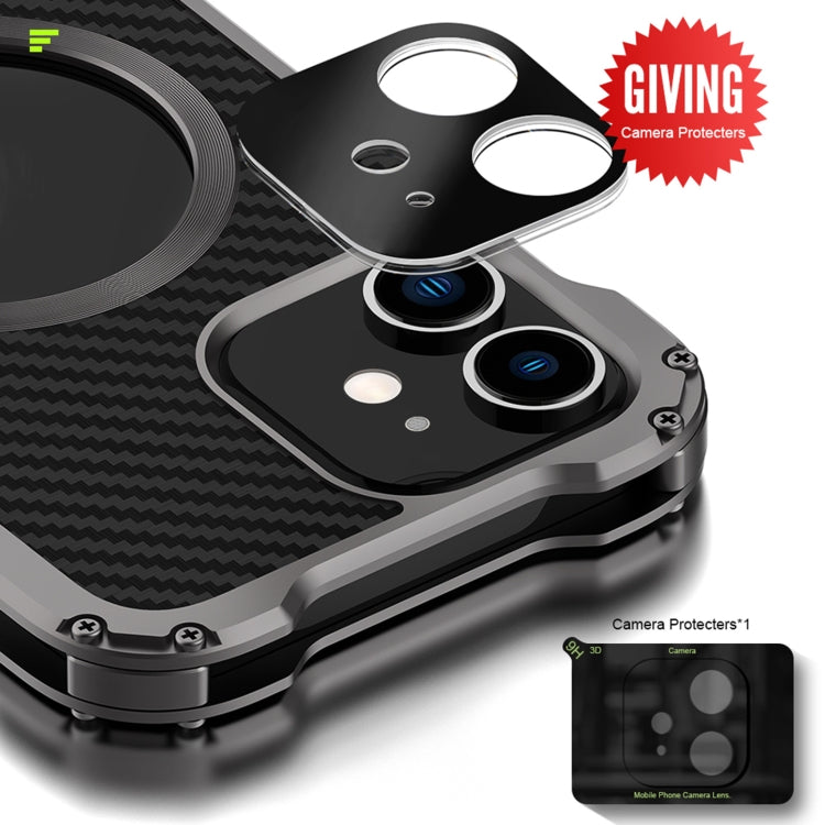 For iPhone 12 Pro Max R-JUST RJ51 Hollow Shockproof Metal Protective Phone Case(Dark Grey) by R-JUST