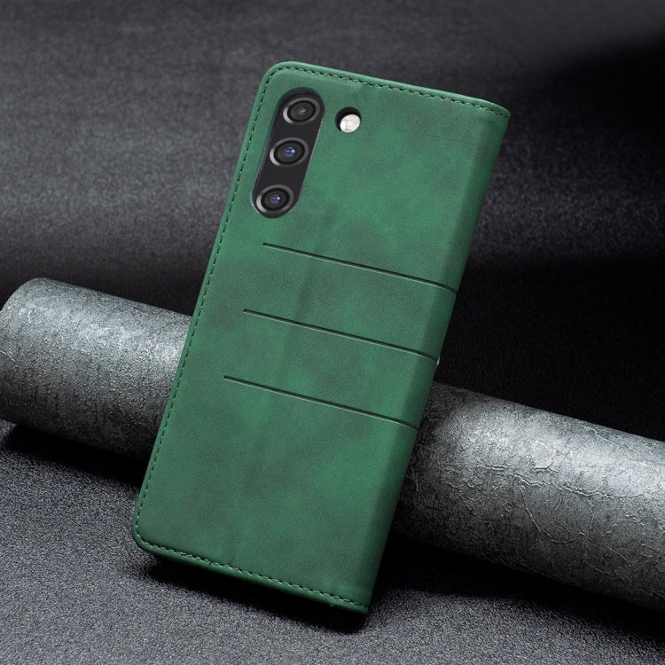 For Samsung Galaxy S21 FE 5G Magnetic Splicing Leather Phone Case(Green) by buy2fix