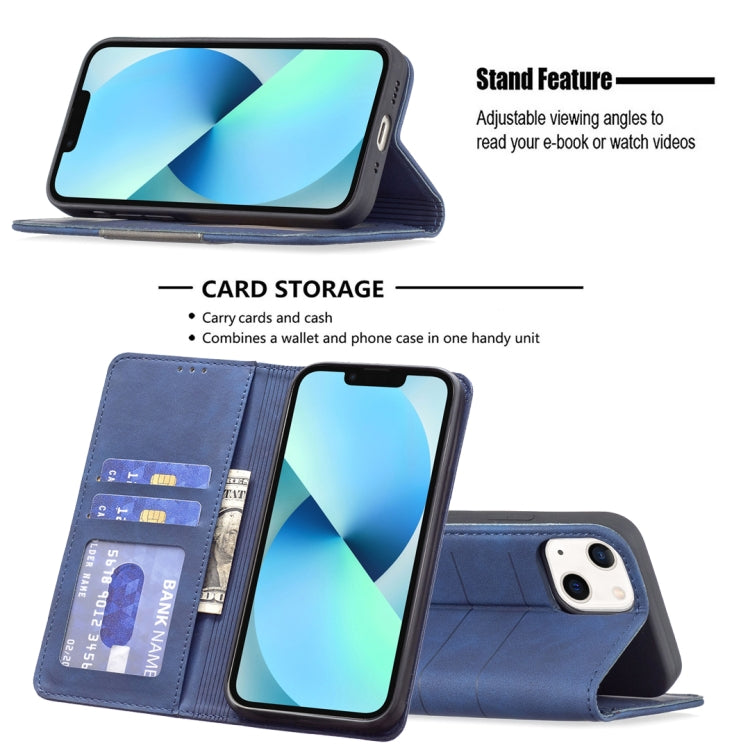 For iPhone 13 mini Magnetic Splicing Leather Phone Case (Blue) - iPhone 13 mini Cases by buy2fix | Online Shopping UK | buy2fix