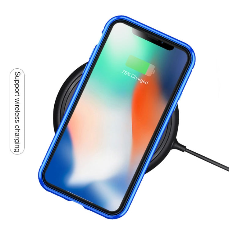 For iPhone XS Max Ultra Slim Double Sides Magnetic Adsorption Angular Frame Tempered Glass Magnet Flip Case(Black) - More iPhone Cases by buy2fix | Online Shopping UK | buy2fix