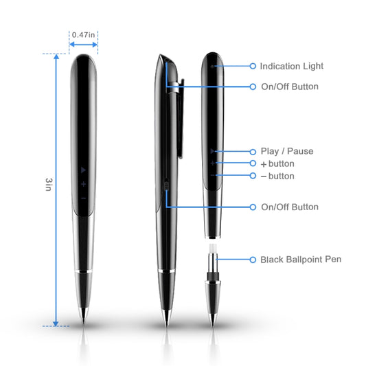 Q9 AI Intelligent High-definition Noise Reduction Conference Recording Pen Voice Control Recorder, Capacity:16GB(Black) by buy2fix