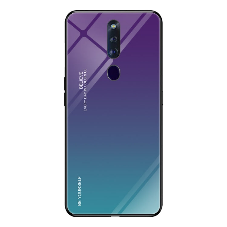 For OPPO F11 Pro Gradient Color Glass Case(Purple) - OPPO Cases by buy2fix | Online Shopping UK | buy2fix