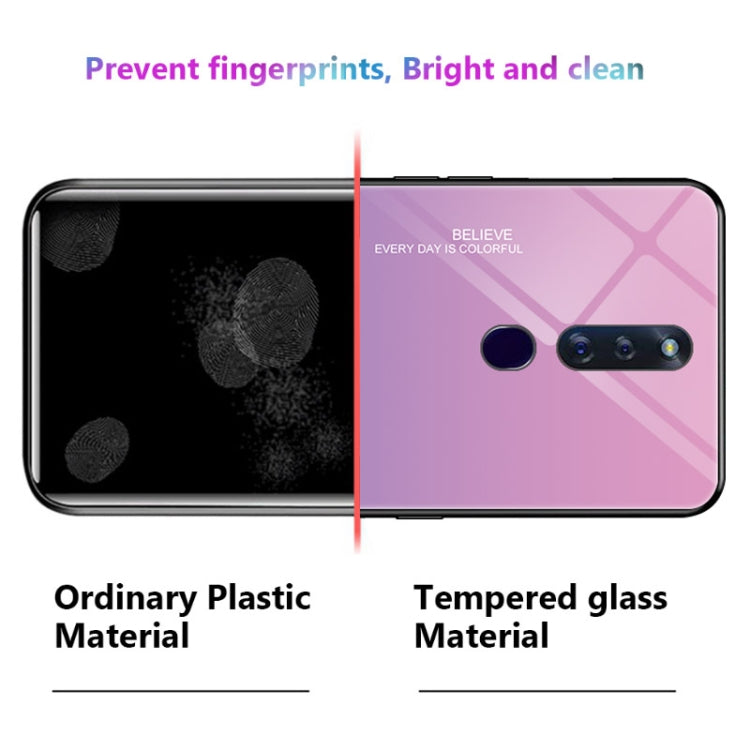 For OPPO F11 Pro Gradient Color Glass Case(Purple) - OPPO Cases by buy2fix | Online Shopping UK | buy2fix
