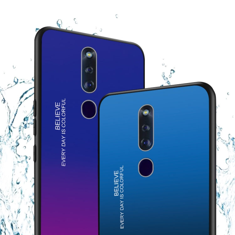 For OPPO F11 Pro Gradient Color Glass Case(Purple) - OPPO Cases by buy2fix | Online Shopping UK | buy2fix