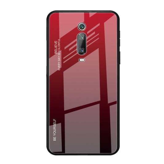 For Xiaomi Redmi K20 / K20 Pro / Mi 9T / Mi 9T Pro Gradient Color Glass Case(Red) by buy2fix