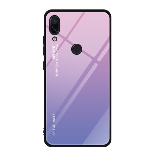 For Xiaomi Redmi Note 7 Gradient Color Glass Case(Light Purple) by buy2fix
