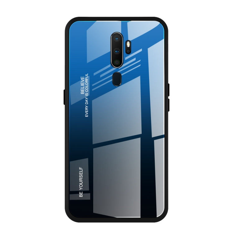For OPPO A9 (2020) Gradient Color Glass Case(Blue) - OPPO Cases by buy2fix | Online Shopping UK | buy2fix