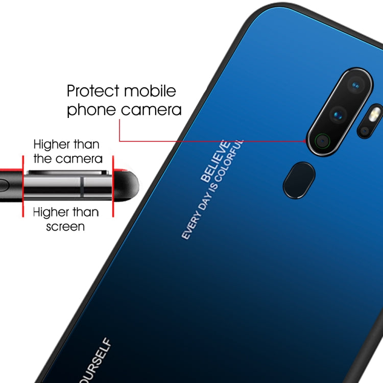 For OPPO A9 (2020) Gradient Color Glass Case(Blue) - OPPO Cases by buy2fix | Online Shopping UK | buy2fix