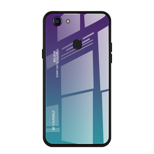 For OPPO F5 Gradient Color Glass Case(Purple) by buy2fix